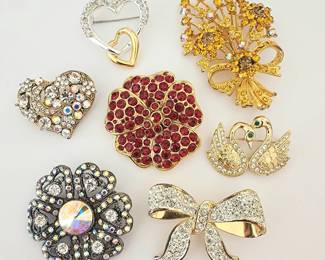 Nothing says "I Love You, Mom!" like vintage rhinestone hearts and flowers and crystals.