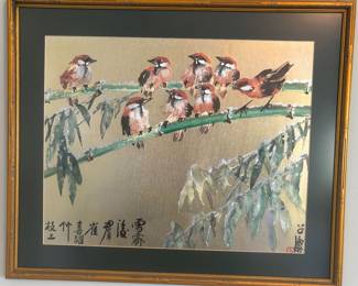 Silk Bird Painting