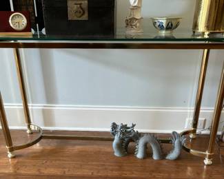 Brass and Glass Console- has matching Side Table