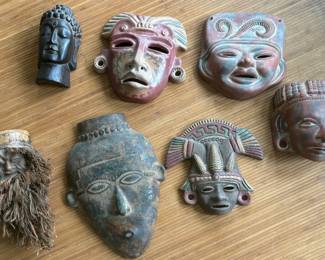 Carved Wood, Terra Cotta and Metal Tribal Masks