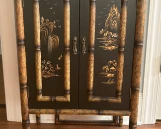 Hand Painted Bamboo Cabinet