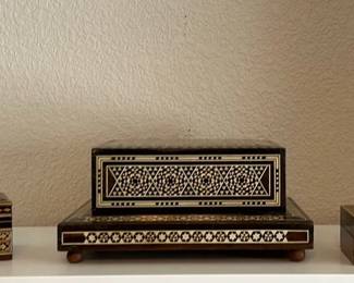Vintage Music Cigarette Case And Wooden Trinket Box