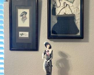 Armani Figure With Shadow Box Vintage Postcard Wall Hanging