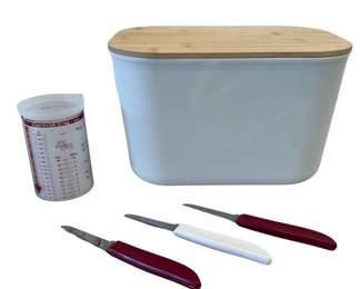 Pampered Chef Measuring Canister Paring Knives + Bamboo Top Storage & More