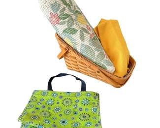 Longaberger Large Fruit Basket with Rugs Pillow Cover & Thirty One Bag