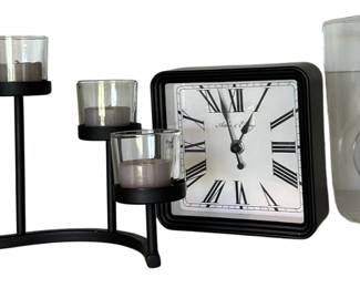 Black & White Decor Tea Light Candle Holders Oil Lamp Clock