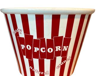 Williams-Sonoma Popcorn Bucket Ceramic Red White Striped