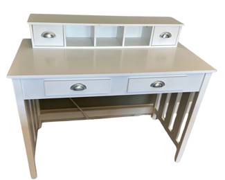 White Mission Style Desk Make Up Vanity Apothecary Pulls 4 Drawers
