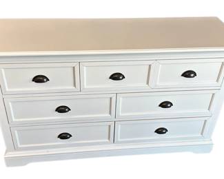 White 7 Drawer Dresser with Apothecary Handles Mission Traditional Style