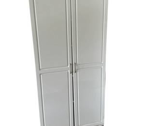 6 Foot White Utility Cabinet Adjustable Shelves Raised Bottom for Indoor Garage Basement