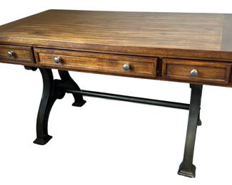 Library Table Style Desk Keyboard Pull Out Drawer Liberty Furniture Wood Top Metal Industrial Legs
