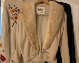 vintage Koslow fur collared sweater