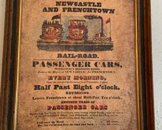 framed vintage train poster