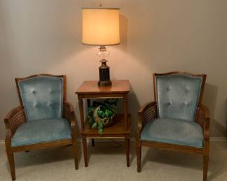 70's era blue side chairs and tables