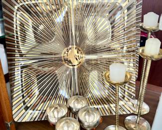 Georges Briard mid-century modern 1960s Egyptian King Tut glass divided trays (2 available)