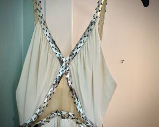 Vintage ivory evening gown with metal detail