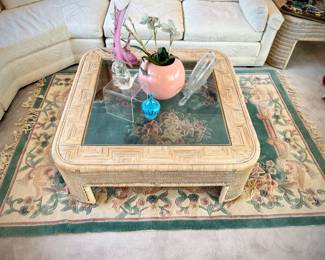 5x7 green wool Chinese rug