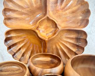 Teak divided serving platter