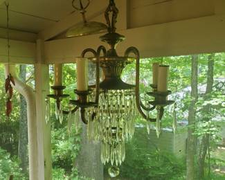 Vintage-Antique chandelier with glass pendants
