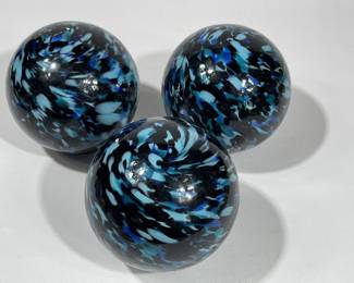 Three Art Glass Gazing Balls