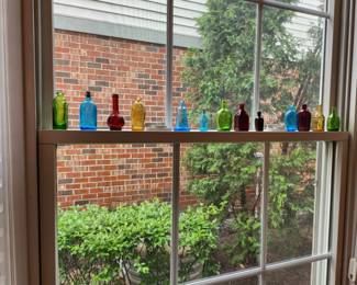 Colored glass vintage bottles