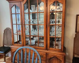 China cabinet and 2 leather seat chairs