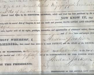 Signed for Andrew Jackson by secretary