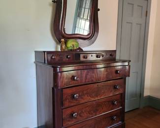 Circa 1840 Empire Dresser with Mirror