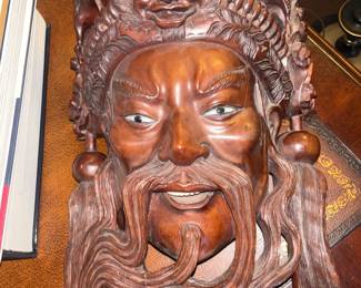 Vintage, Wooden Carving, Asian Wall hanging mask 