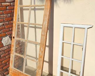 Old door and window with glass. Door is great for decor - $75. Old window is solid $25.