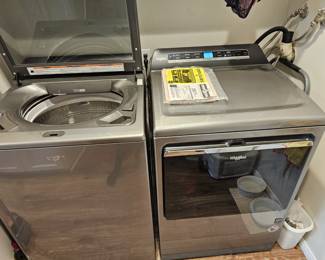 Two years old. Whirlpool high-end with removable agitator. Asking $700 for the pair. Like new.