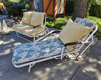 Vintage yard furniture with cushions $50 ( yellow cushions are newer. Floral is vintage).