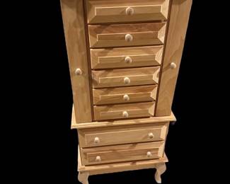 Raw wood jewelry cabinet