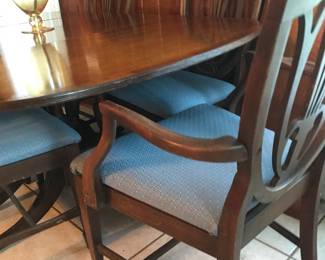 Duncan Phyfe table 6 chairs, 2 or Captain chairs