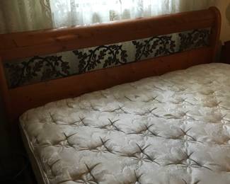 King size mattress set clean, selling with bed