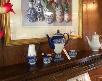 Blue teapots home decor 