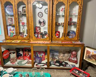 Many Coca Cola things! Display case is also for sale