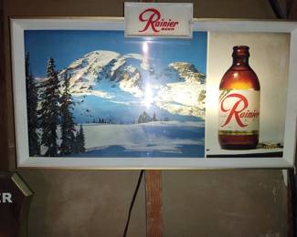 Vintage rainier lighted beer sign