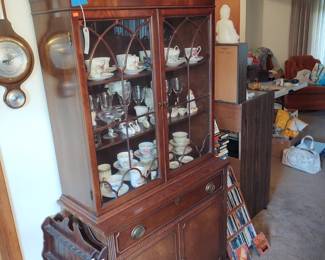 Vintage China cabinet and lots of fine china.