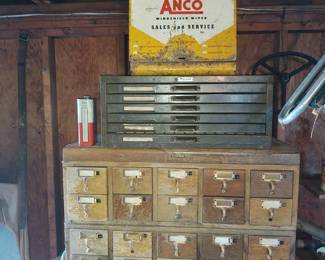 Vintage card file cabinet and vintage Anco cabinet