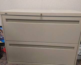 2 drawer lateral file cabinet; locks w/ key