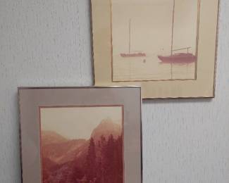 two pieces framed wall art