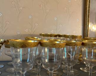 Vintage glassware with 24k gold trim 
