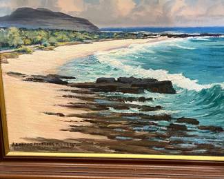 Original D. Howard Hitchcock 
12x16
Oil on canvas, 1935, Beach in Hawaii 
$8500