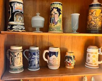 Stein collection plus hand painted porcelain 