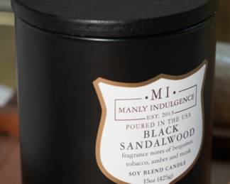 Manly Indulgence black sandalwood candle-brand new