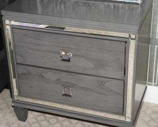 Furniture of America gray mirrored two drawer nightstands x 2