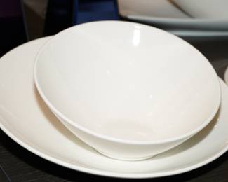 Steelite international slant bowls and plates.  Super Cool!