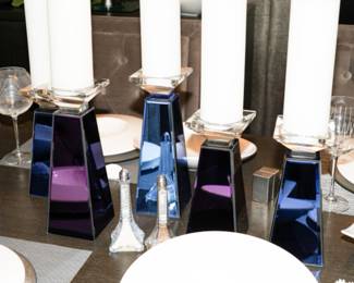 These Z Gallerie mirrored candles in clear, mirror & cobalt are available as well