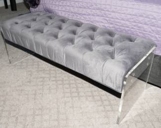 Tufted gray upholstered lucite bed bench-Z Gallerie